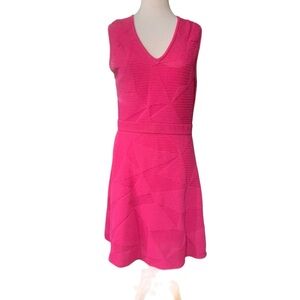 M by Missoni Hot Pink Textured V-Neck Knit Dress